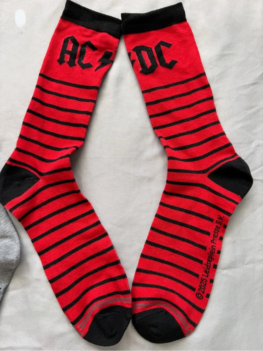 AC/DC Red & Gray Crew Socks NWOT